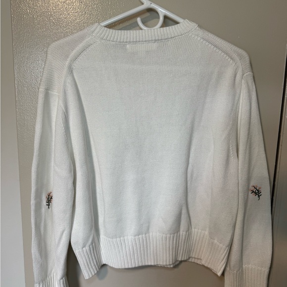 White Floral Embroidered Sweater- Medium - Picture 2 of 5